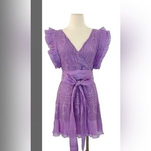 LoveShackFancy Purple Lace Midi Dress
